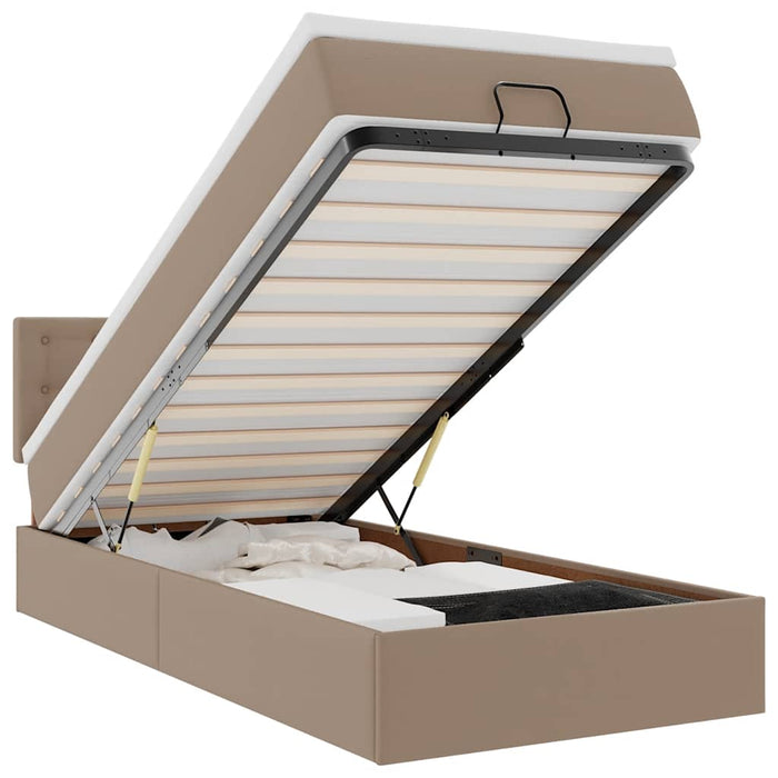 Pat otoman cu saltea, cappucino, 90x190cm, piele ecologică WALTI