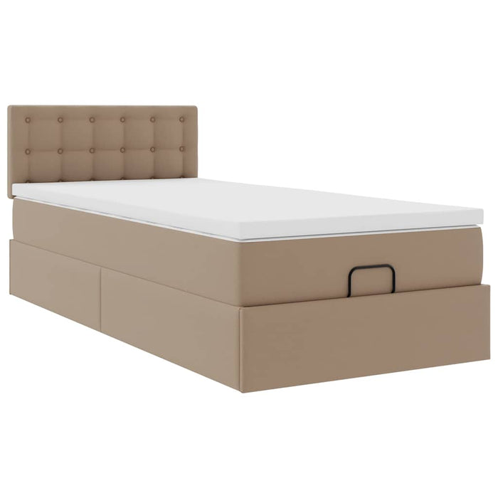Pat otoman cu saltea, cappucino, 90x190cm, piele ecologică WALTI