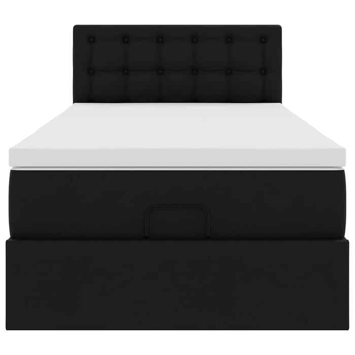 Pat otoman cu saltea, negru, 90x200cm, piele ecologică - WALTI WALTI