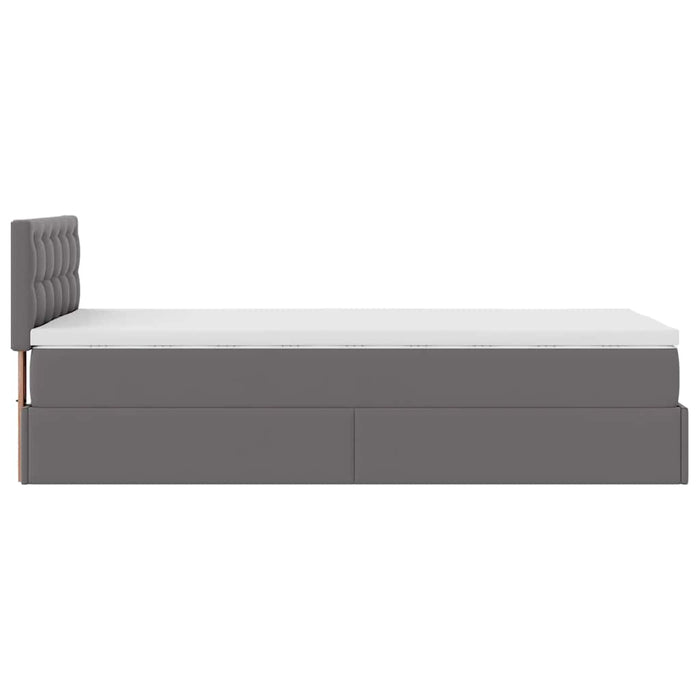 Pat otoman cu saltea, gri, 90x200cm, piele ecologică - WALTI WALTI