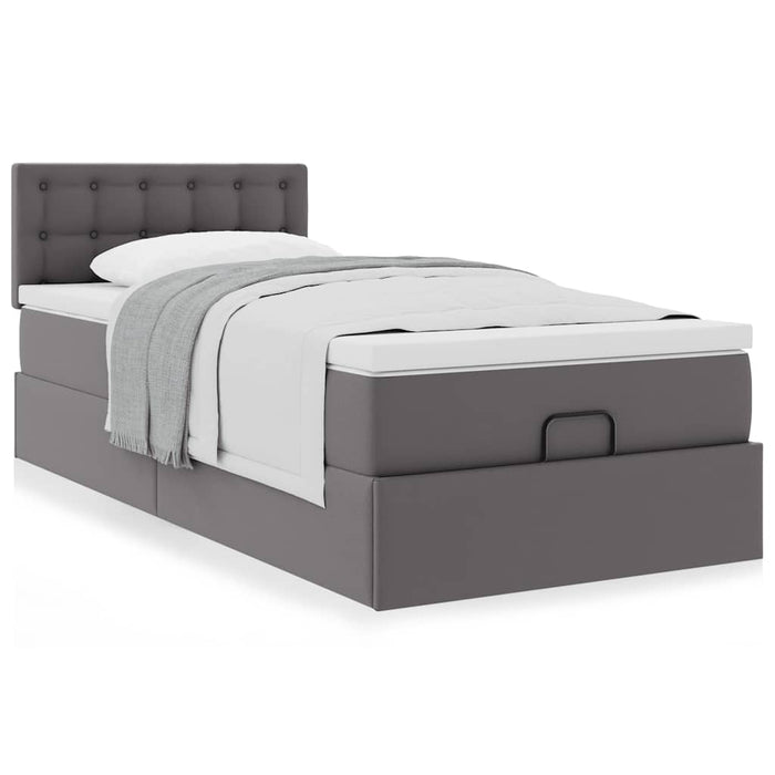 Pat otoman cu saltea, gri, 100x200cm, piele ecologică - WALTI WALTI