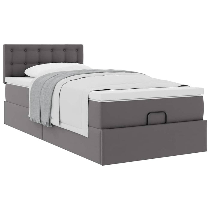Pat otoman cu saltea, gri, 100x200cm, piele ecologică - WALTI WALTI