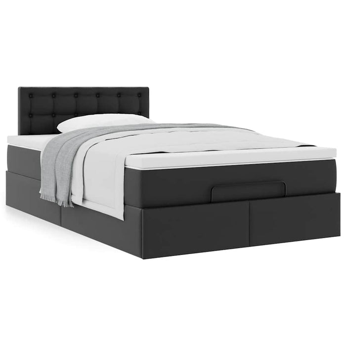 Cadru pat otoman cu saltea neagră 120x190 cm piele artificială - WALTI WALTI