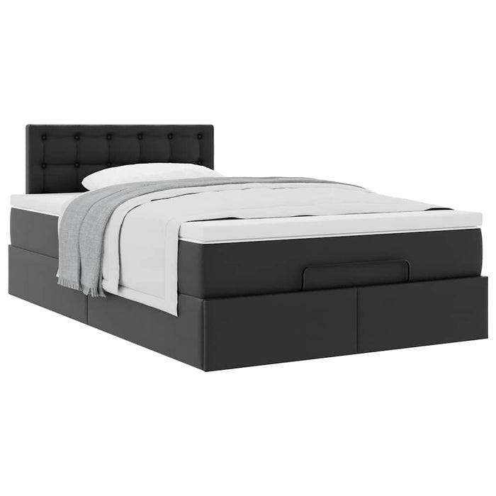 Cadru pat otoman cu saltea neagră 120x190 cm piele artificială - WALTI WALTI