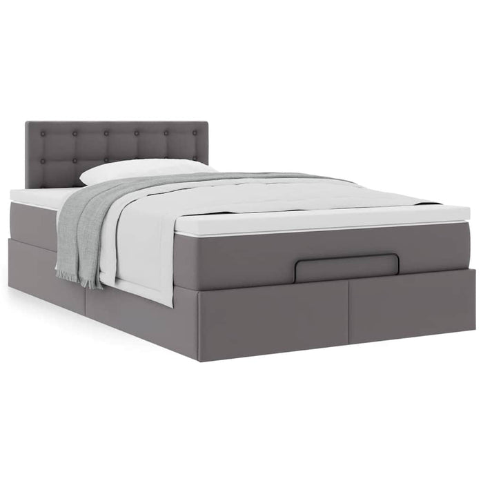 Cadru pat otoman cu saltea gri 120x190 cm piele artificială - WALTI WALTI