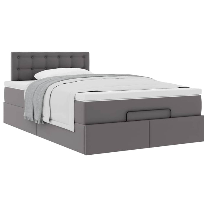 Cadru pat otoman cu saltea gri 120x190 cm piele artificială - WALTI WALTI