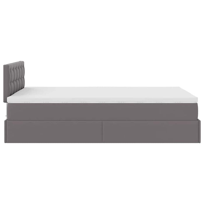 Cadru pat otoman cu saltea gri 120x190 cm piele artificială - WALTI WALTI