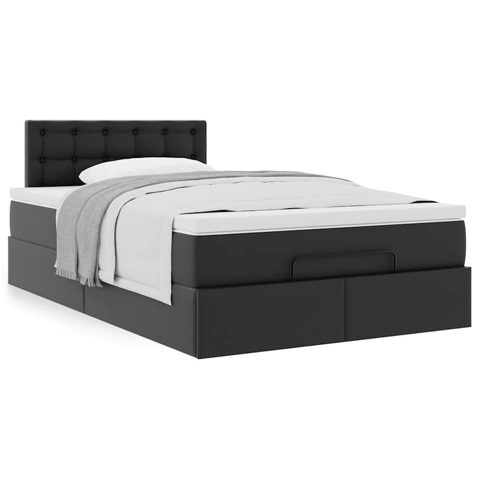 Cadru de pat otoman saltea neagră 120x200cm piele artificială - WALTI WALTI