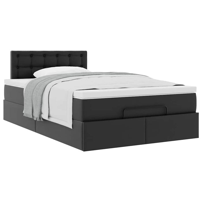 Cadru de pat otoman saltea neagră 120x200cm piele artificială - WALTI WALTI