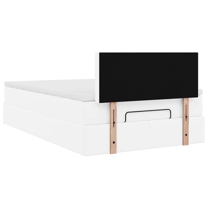 Cadru de pat otoman cu saltea alb 120x200cm piele artificială - WALTI WALTI