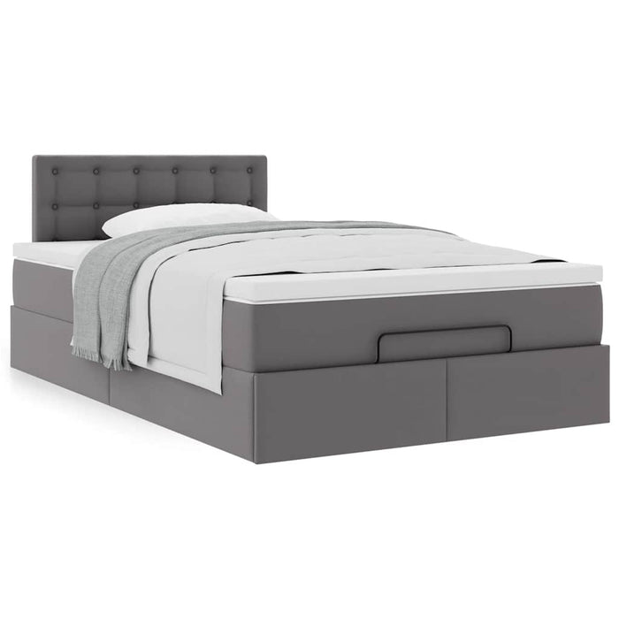 Cadru de pat otoman cu saltea gri 120x200cm piele artificială - WALTI WALTI