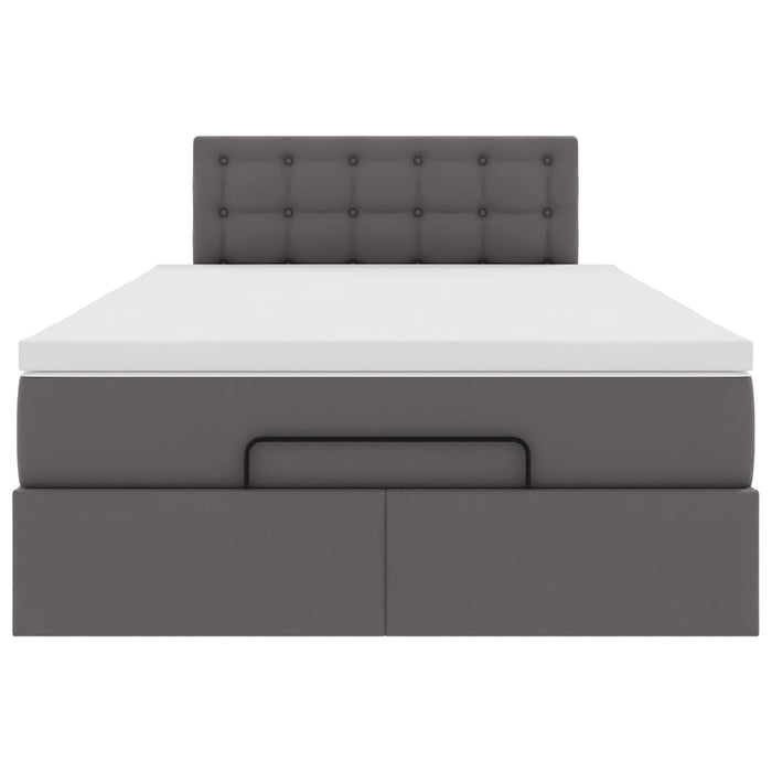Cadru de pat otoman cu saltea gri 120x200cm piele artificială - WALTI WALTI