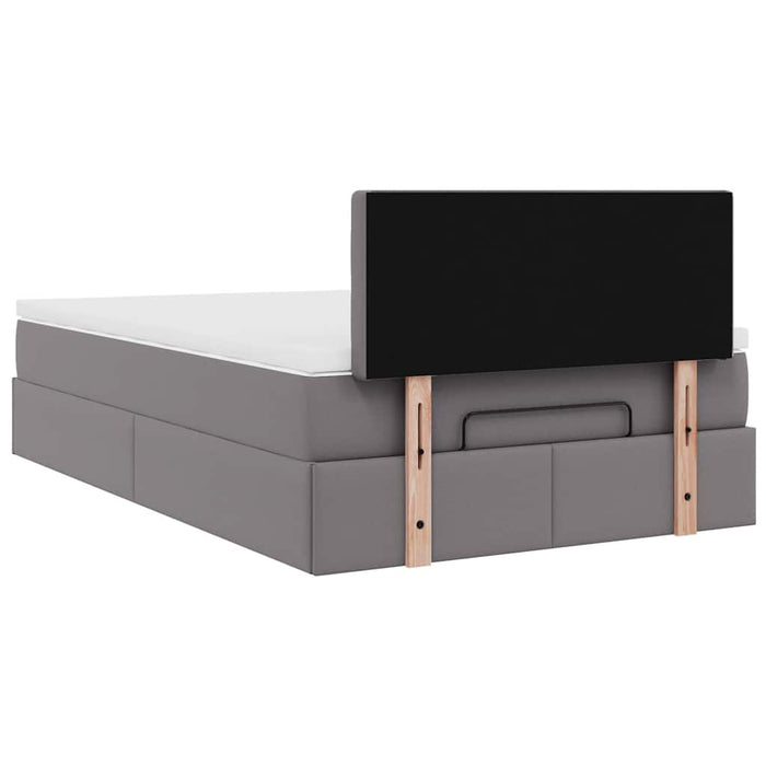 Cadru de pat otoman cu saltea gri 120x200cm piele artificială - WALTI WALTI