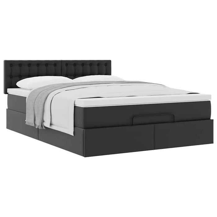Cadru pat otoman cu saltea neagră 140x190cm piele artificială WALTI