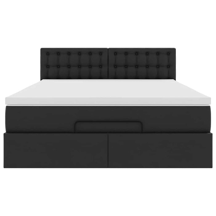 Cadru pat otoman cu saltea neagră 140x190cm piele artificială WALTI