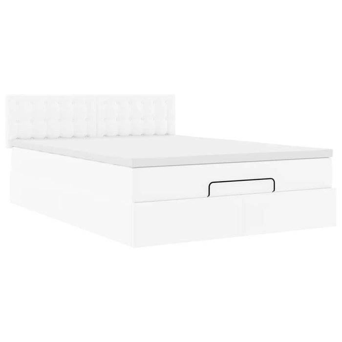 Cadru de pat otoman cu saltea alb 140x190 cm piele artificială - WALTI WALTI