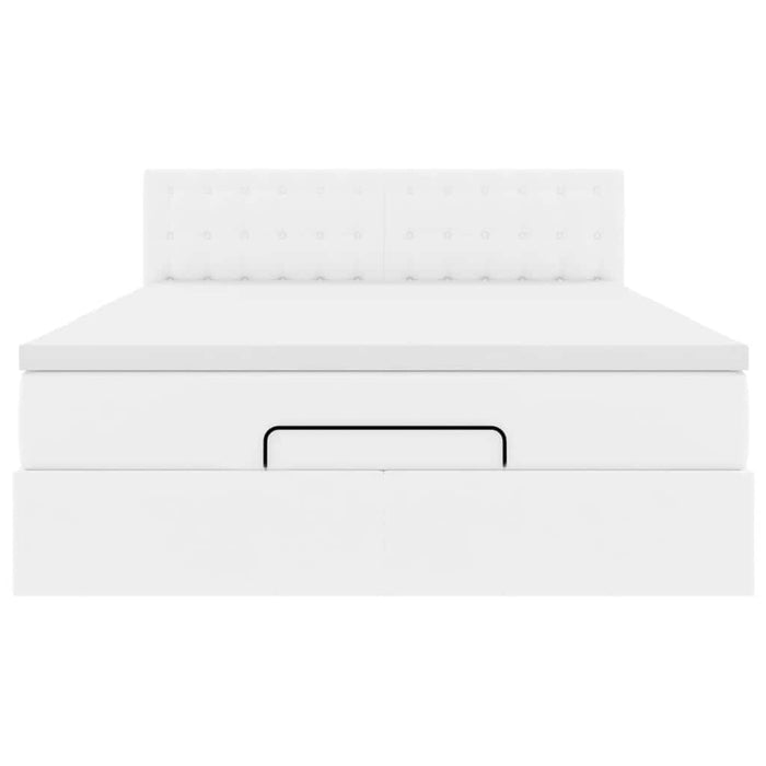 Cadru de pat otoman cu saltea alb 140x190 cm piele artificială - WALTI WALTI