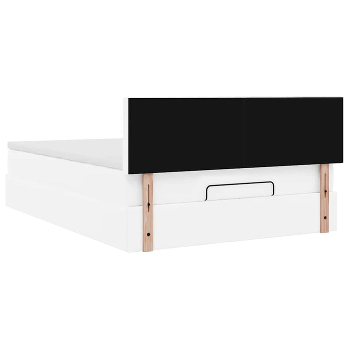 Cadru de pat otoman cu saltea alb 140x190 cm piele artificială - WALTI WALTI