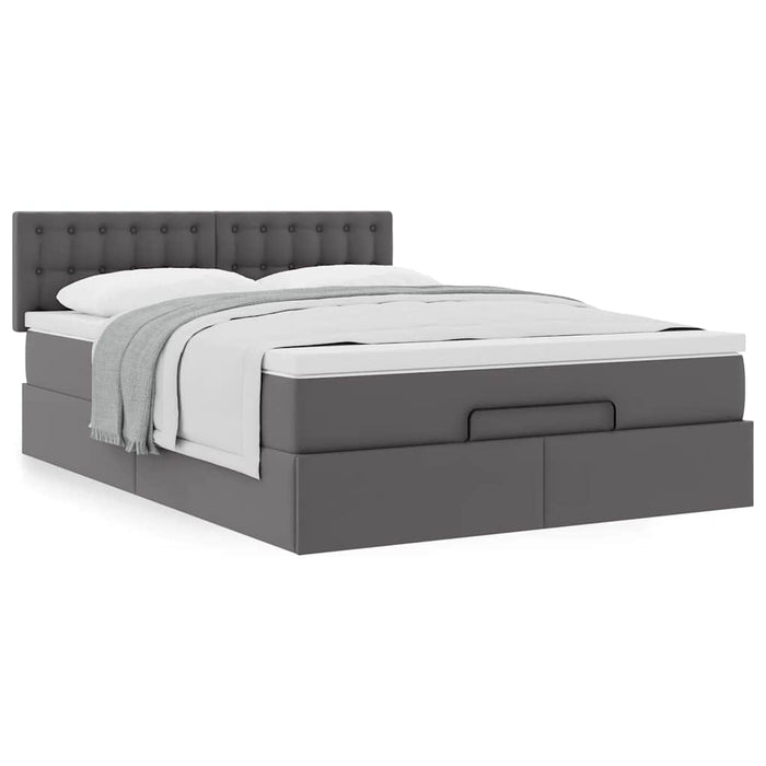 Cadru de pat otoman cu saltea gri 140x190cm piele artificială - WALTI WALTI