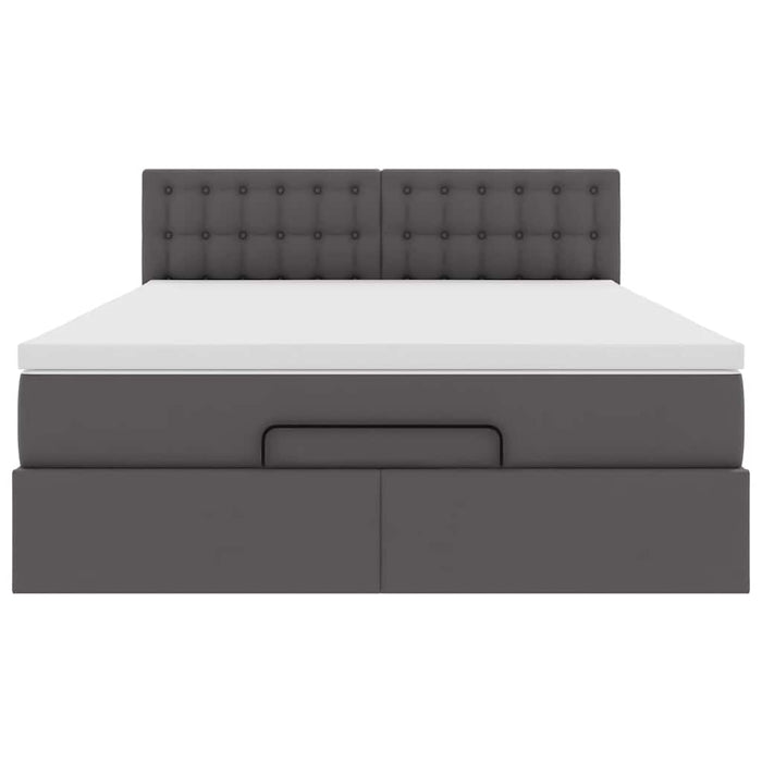 Cadru de pat otoman cu saltea gri 140x190cm piele artificială - WALTI WALTI
