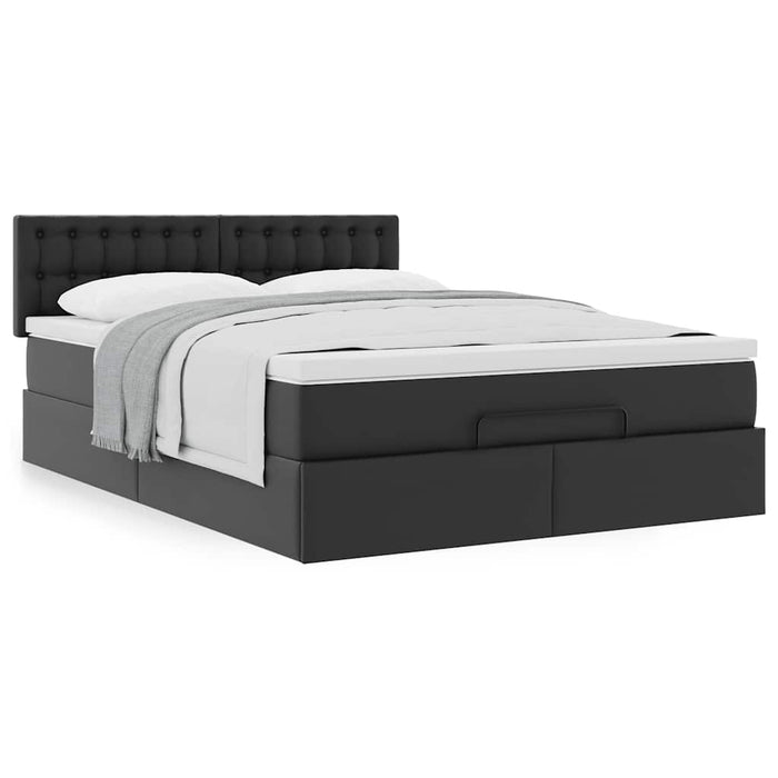 Cadru pat otoman cu saltea neagră 140x200cm piele artificială - WALTI WALTI