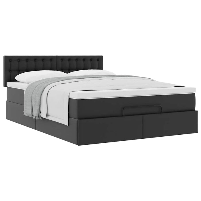 Cadru pat otoman cu saltea neagră 140x200cm piele artificială - WALTI WALTI