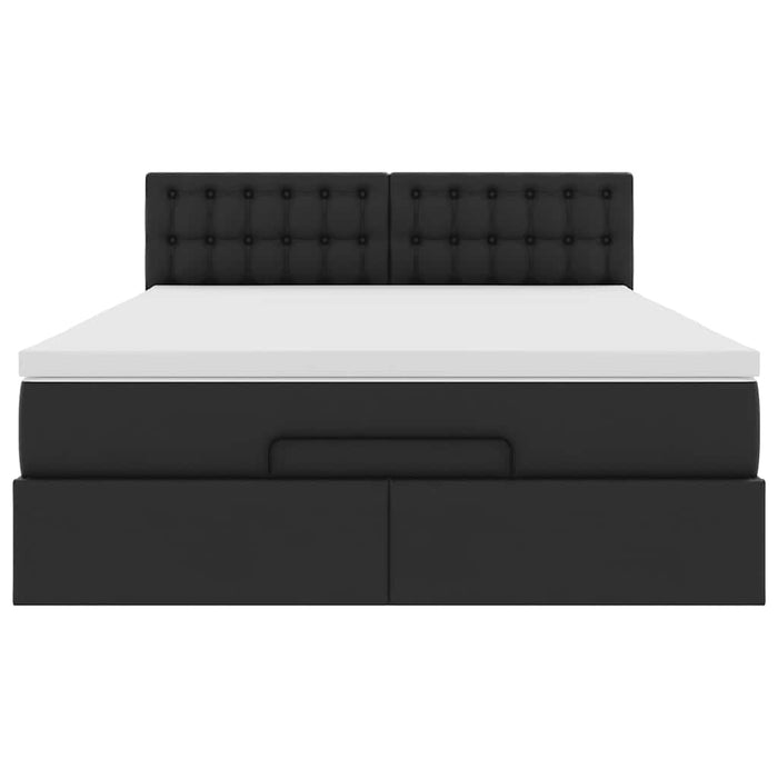 Cadru pat otoman cu saltea neagră 140x200cm piele artificială - WALTI WALTI