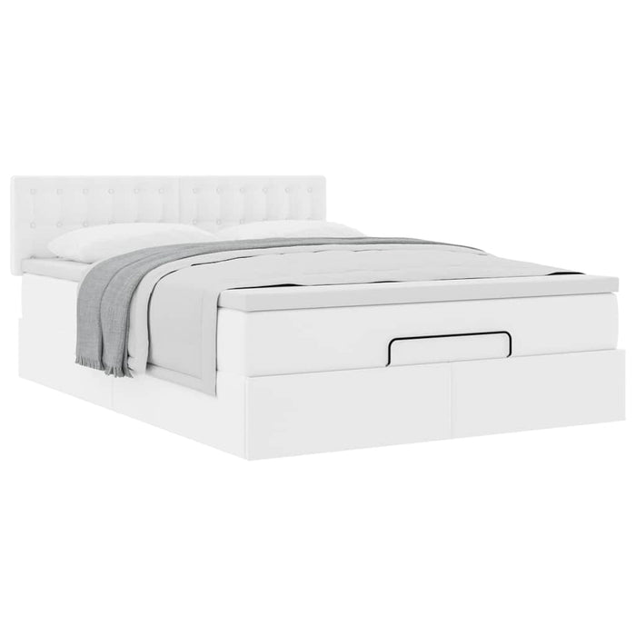 Cadru de pat otoman cu saltea alb 140x200cm piele artificială - WALTI WALTI