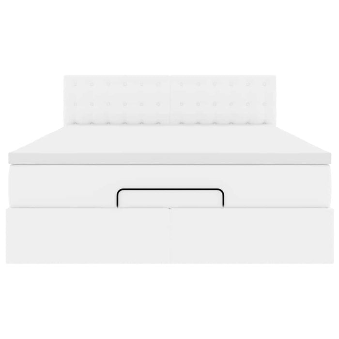 Cadru de pat otoman cu saltea alb 140x200cm piele artificială - WALTI WALTI
