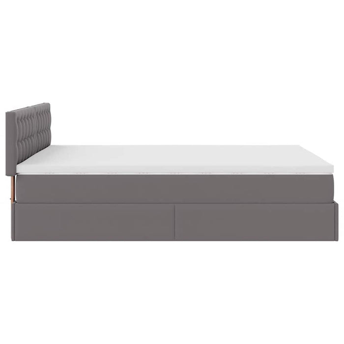 Cadru de pat otoman cu saltea gri 140x200cm piele artificială - WALTI WALTI