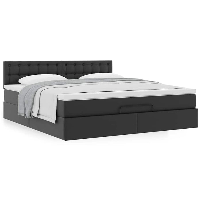 Cadru de pat otoman saltea neagră 160x200cm piele artificială - WALTI WALTI