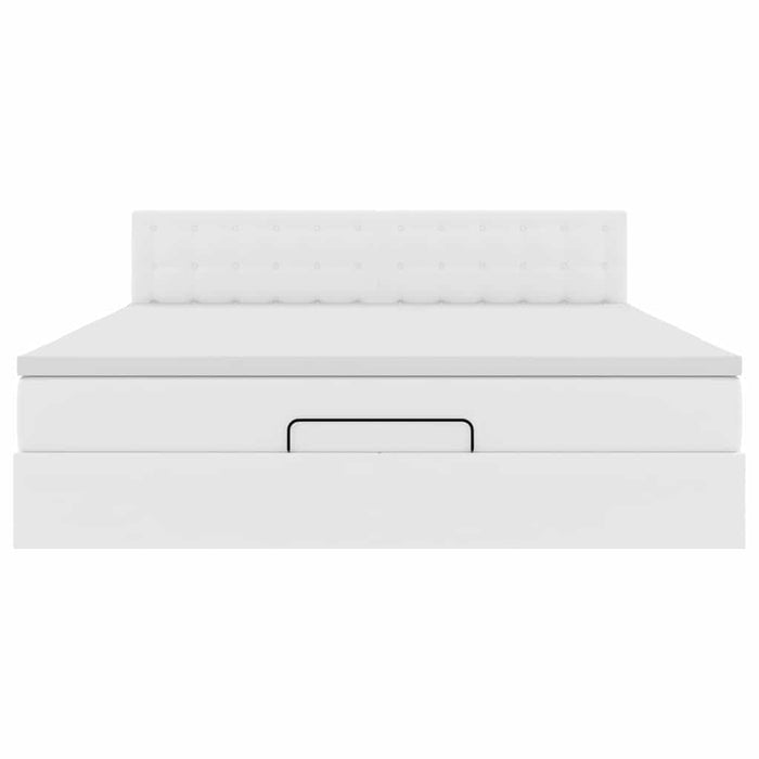 Cadru de pat otoman cu saltea alb 160x200cm piele artificială - WALTI WALTI