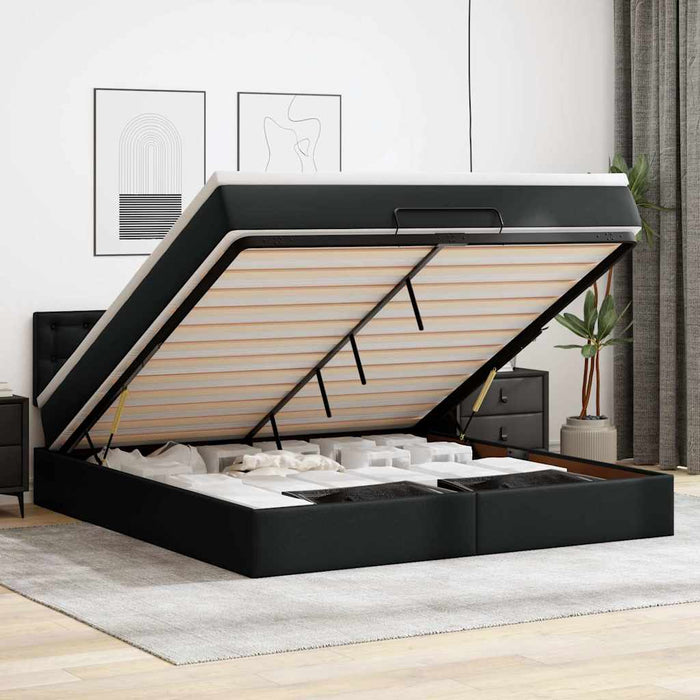 Cadru de pat otoman saltele Negru 180x200cm piele artificială - WALTI WALTI