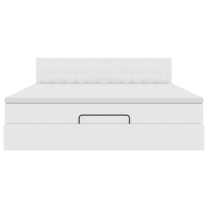 Cadru de pat otoman cu saltele alb 180x200cm piele artificială - WALTI WALTI