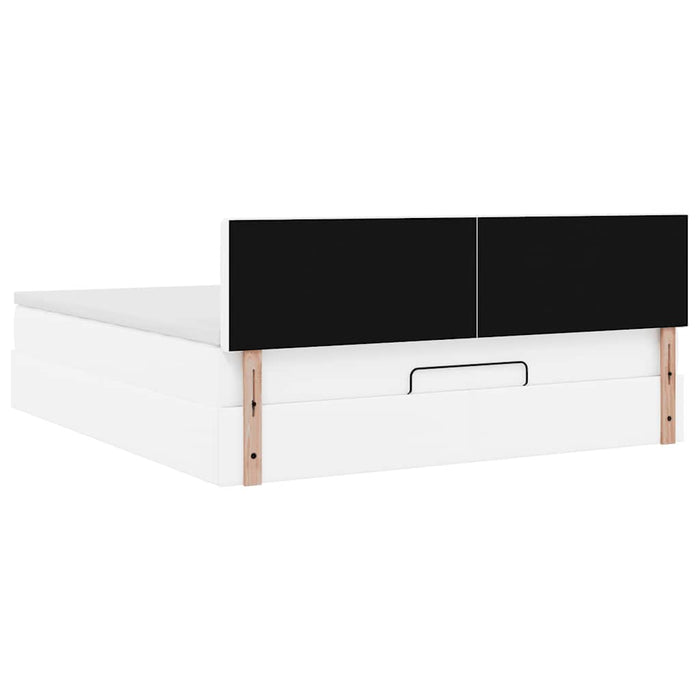 Cadru de pat otoman cu saltele alb 180x200cm piele artificială - WALTI WALTI