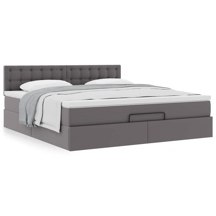 Cadru de pat otoman cu saltele Gri 180x200cm piele artificială - WALTI WALTI