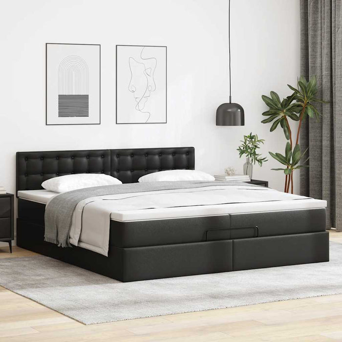 Cadru de pat otoman saltele Negru 200x200cm piele artificială - WALTI WALTI