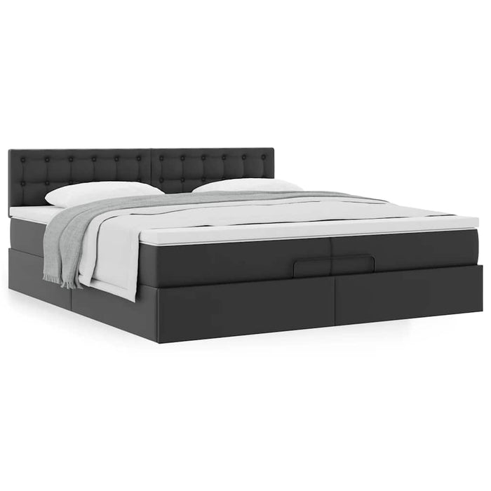 Cadru de pat otoman saltele Negru 200x200cm piele artificială - WALTI WALTI