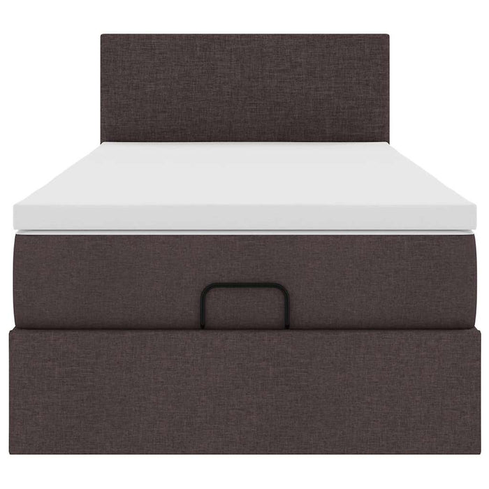 Cadru de pat otoman cu saltele țesătură maro închis 80x200cm - WALTI WALTI