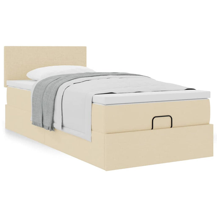 Cadru de pat otoman cu saltea crem 80x200cm stofa - WALTI WALTI