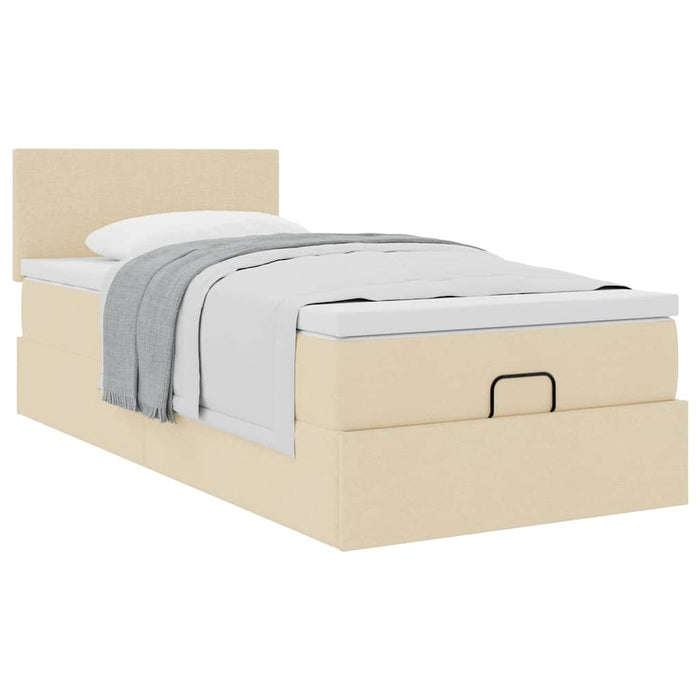Cadru de pat otoman cu saltea crem 80x200cm stofa - WALTI WALTI