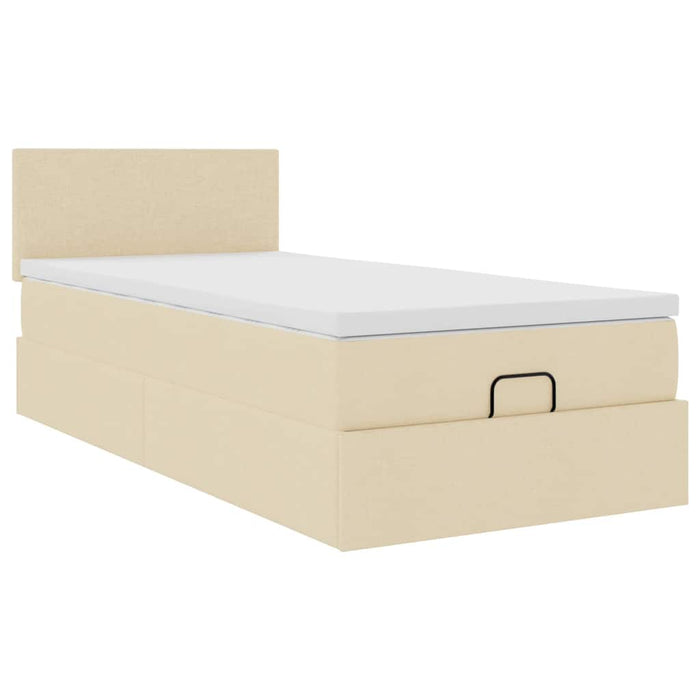 Cadru de pat otoman cu saltea crem 80x200cm stofa - WALTI WALTI