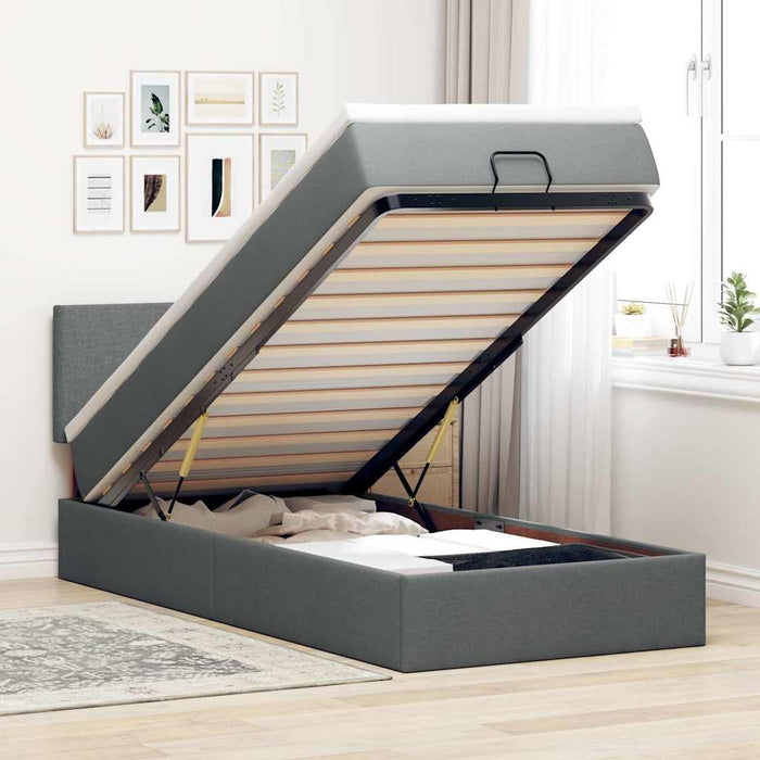 Pat otoman cu saltea țesătură gri închis 90x200 cm - WALTI WALTI