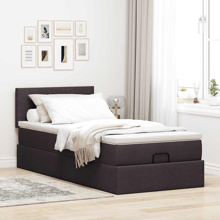 Pat otoman cu saltea țesătură maro închis 90x200 cm WALTI
