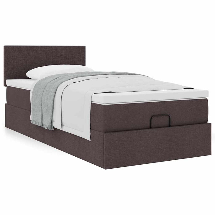Pat otoman cu saltea țesătură maro închis 90x200 cm WALTI