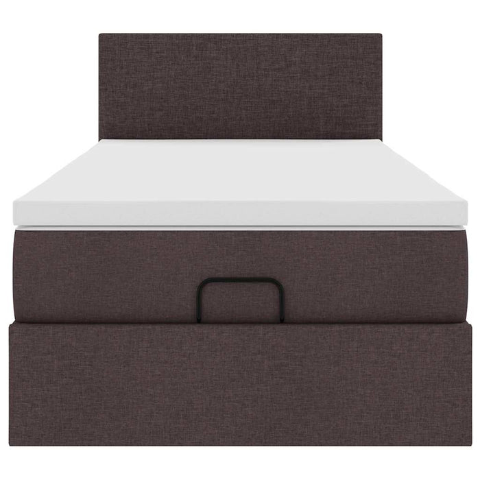 Pat otoman cu saltea țesătură maro închis 90x200 cm WALTI