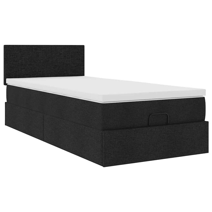 Pat otoman cu saltea negru 100x200 cm stofa WALTI