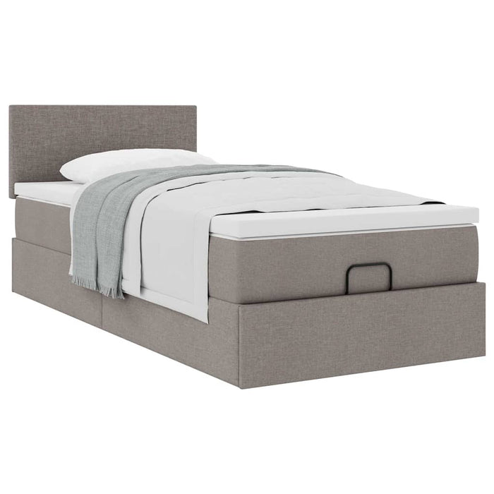 Pat otoman cu saltea Taupe 100x200 cm Stofa WALTI