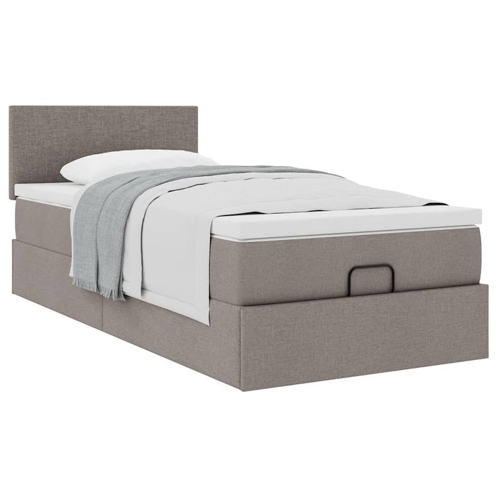 Pat otoman cu saltea Taupe 100x200 cm Stofa WALTI