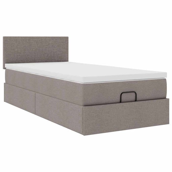 Pat otoman cu saltea Taupe 100x200 cm Stofa WALTI